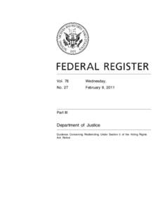 Federal Register --  Guidance Concerning Redistricting Under Section 5 of the Voting Rights