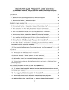 DISSERTATION GUIDE- FREQUENTLY ASKED QUESTIONS for the Milken Institute School of Public Health (SPH) DrPH Program OVERVIEW ................................................................................................