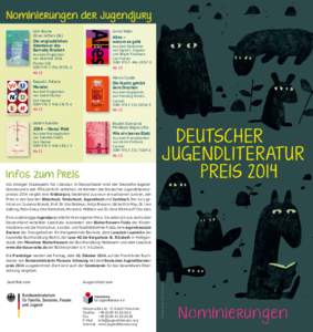 Nominierungen der Jugendjury John Boyne Oliver Jeffers (Ill.) Janne Teller