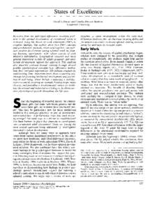 States of Excellence David Lubinski and Camilla Persson Benbow Vanderbilt University  Research from the individual-differences tradition pertinent to the optimal development of exceptional talent is