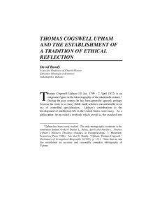 THOMAS COGSWELL UPHAM AND THE ESTABLISHMENT OF A TRADITION OF ETHICAL
