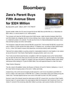 Zara’s Parent Buys Fifth Avenue Store for $324 Million