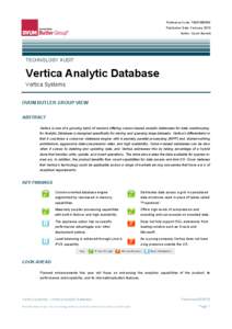 Vertica Systems – Vertica Analytic Database