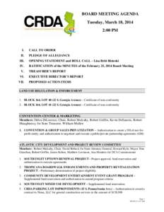 BOARD MEETING AGENDA Tuesday, March 18, 2014 2:00 PM I. II.