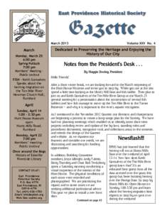 East Providence Historical Society  Gazette March[removed]March