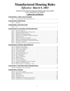 PROPOSED MANUFACTURED HOUSING RULES