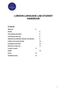 LONDON LANGUAGE LAB STUDENT HANDBOOK Contents Welcome