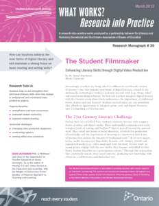 March[removed]Student Achievement Division A research-into-practice series produced by a partnership between the Literacy and Numeracy Secretariat and the Ontario Association of Deans of Education