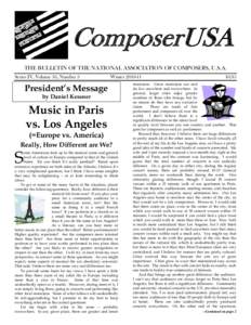 ComposerUSA THE BULLETIN OF THE NATIONAL ASSOCIATION OF COMPOSERS, U.S.A. Series IV, Volume 16, Number 3 Winter[removed]