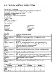 Curriculum Vitae (max 3 p