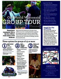 Old World Wisconsin  GROUP TOUR Planner  Experience