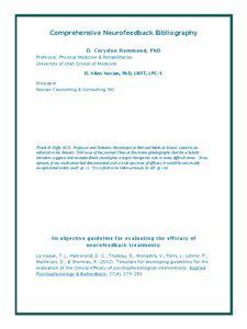 Comprehensive Neurofeedback Bibliography D. Corydon Hammond, PhD Professor, Physical Medicine & Rehabilitation