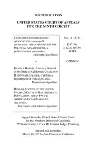 FOR PUBLICATION  UNITED STATES COURT OF APPEALS FOR THE NINTH CIRCUIT CHINATOWN NEIGHBORHOOD ASSOCIATION, a nonprofit