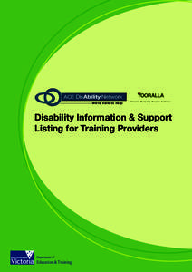 ACE DisAbility Network We’re here to help Disability Information & Support Listing for Training Providers