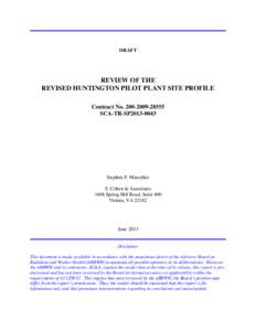 Review of the Revised Site Profile for the Huntington Pilot Plant
