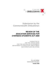 Review of the Education Services for Overseas Students Act 2000