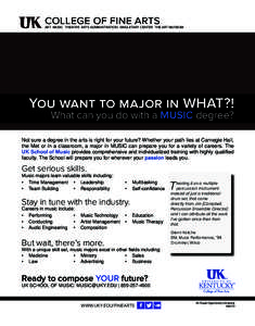 College of Fine Arts  Art Music Theatre Arts Administration Singletary Center THE ART MUSEUM You want to major in WHAT?! What can you do with a MUSIC degree?