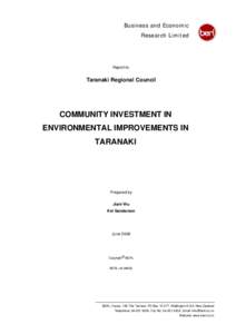 Business and Economic Research Limited Report to:  Taranaki Regional Council