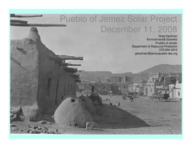 Pueblo of Jemez Solar Generating Station Project, December 2008