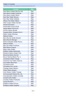 Holden in Australia This GPS POI file is available here: http://www.gps-data-team.info/poi/australia/automotive/Holden_au.html Location Alan Mance Holden Bacchus Ma Alan Mance Holden Footscray