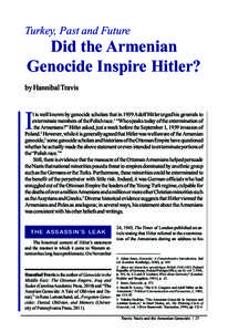 Turkey, Past and Future  Did the Armenian Genocide Inspire Hitler? by Hannibal Travis