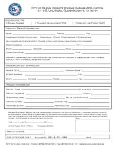 City of Glenn Heights Zoning Change Application 2118 S. Uhl Road, Glenn Heights, TX[removed]Application Type □ Zoning Change