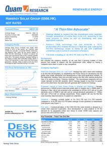 21 NovemberRENEWABLE ENERGY HANERGY SOLAR GROUPHK) NOT RATED