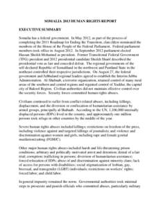 SOMALIA 2013 HUMAN RIGHTS REPORT