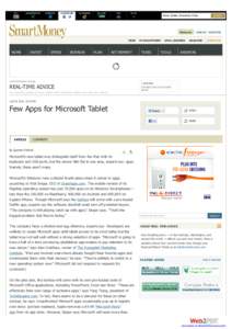 Few Apps for Microsoft Tablet - Real-Time Advice - SmartMoney