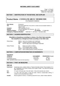 MATERIAL SAFETY DATA SHEET Page 1 of Total 5 Date of Issue: June 2009 MSDS No. FMC/COM/1  SECTION 1