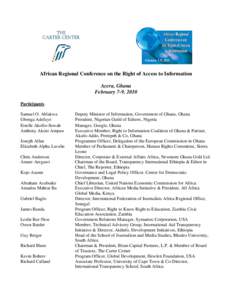 Microsoft Word - Participant List African Regional Conference.Post Conference FINAL.doc