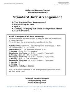 ARRANGEMENT  ©1996 Deborah Henson-Conant...this doc updated 2004 Arrangement (Jazz) / diva/musiclab ud