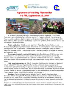 Water conservation / Agronomy / Environment / Plastic mulch / North Central Association of Colleges and Schools / Mulch / West Virginia University / Drip irrigation / Gallipolis /  Ohio / Agriculture / Land management / Sustainable gardening