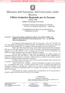 MIUR.AOOUSPLI.REGISTRO UFFICIALE(U2018  Ministero dell’Istruzione, dell’Università e della Ricerca Ufficio Scolastico Regionale per la Toscana Ufficio VIII