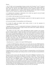 World Forum for Harmonization of Vehicle Regulations / Motor vehicle type approval / Type approval / United Nations Economic Commission for Europe / Adoption / European Union / Product certification / Transport / Car safety