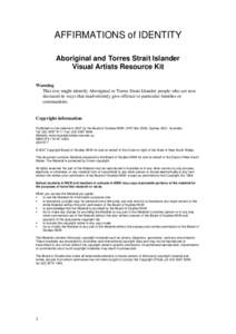 Affirmations of Identity - Aboriginal and Torres Strait Islander - Visual Artists Resource Kit