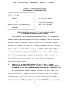 Case 1:12-cv[removed]RMC Document 11 Filed[removed]Page 1 of 11  UNITED STATES DISTRICT COURT FOR THE DISTRICT OF COLUMBIA  PETER J. VROOM,