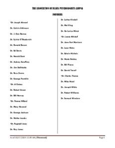 THE ASSOCIATION OF BLACK PSYCHOLOGISTS (ABPsi) FOUNDERS Dr. Luther Kindall *Dr. Joseph Akward Dr. Mel King Dr. Calvin Atkinson