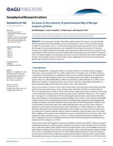 Geophysical Research Letters RESEARCH LETTER[removed]2014GL060197 Key Points: • The postmonsoon Bay of Bengal tropical cyclones increased