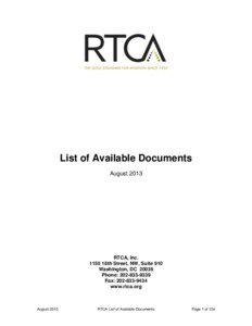 Index to RTCA Documents