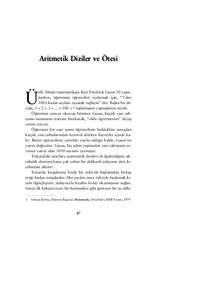 Aritmetik Diziler ve Ötesi  nlü Alman matematikçisi Kari Friedrick Gauss 10 yafl›ndayken, ö¤retmeni ö¤rencileri oyalamak için, “1’den