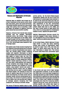 WCP feature article  Rescue and Digitization of Climate Records Historical data on weather and climate are of critical importance to the country within which