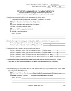 District / State-Sponsored Charter School: ____Mineral County__________ 2-Year Report for Period of __2013__ through ____2015______ REPORT OF CASELOADS FOR PHYSICAL THERAPISTS (Must be submitted to the Nevada Department 