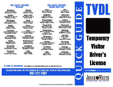 TVDL FACILITY LOCATIONS Chicago Metro Area Beardstown 103 W. 15th Street Beardstown, IL 62618