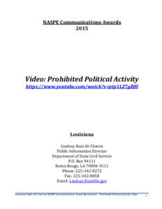 Microsoft Word - NASPE Communications Awards 2015-Prohibited Political Activity