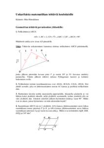 Unkarilaisia matematiikan tehtäviä koululaisille Käännös: Mira Hämäläinen