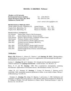 MICHAEL D. ABAZINGE, Professor  Florida A & M University Environmental Sciences Institute Science Research Center, Rm. 305-E Tallahassee, Florida 32307