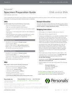 Personalis®: GUIDE | Specimen Preparation Guide for DNA and/or RNA | Cancer Services