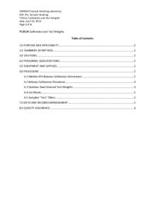 IMPROVE Sample Handling Laboratory SOP 251: Sample Handling TI251A: Calibration and Test Weights Date: April 23, 2013 Page 1 of 6