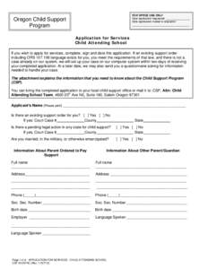 Application For Services - Child Attending School (CSF 030574C)